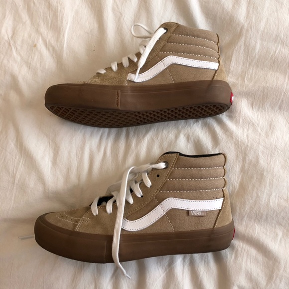 Vans Shoes - Tan hi top vans, almost brand new.